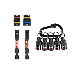2-Pc Milwaukee SHOCKWAVE Magnetic Nut Driver + 5-Pc Hex Bit Holder & Carabiner $18.45 + Free S&H