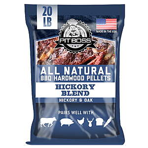 Pit Boss 100% All-Natural Hardwood Hickory Blend BBQ Grilling Pellets,20 Pound Bag $9.86