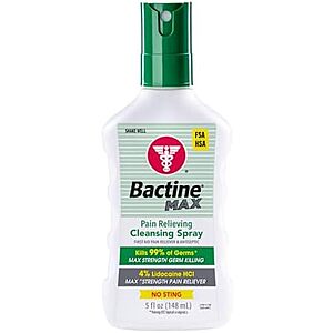 SnS,AC] $3.60* | 5-Oz Bactine Max First Aid Pain Relief Cleansing Spray w/ 4% Lidocaine at Amazon