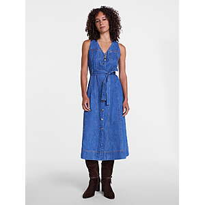 Scenario Women's and Women's Plus Sleeveless Denim Midi Dress,Sizes XS-4X (Rinse Wash or Medium Wash) - from $9.98