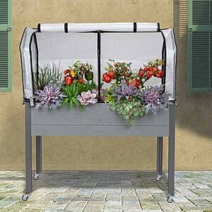 Self-Watering Elevated Spruce Planter with Greenhouse & Bug Cover $199.99 Grey,Brown or Beige Shipping Included Costco.com