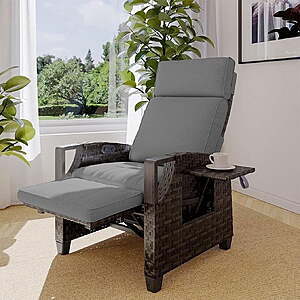 Grand Patio Indoor & Outdoor Recliner with Air Pump,Removable Cushion,and Flip-Up Table,Gray $279.99