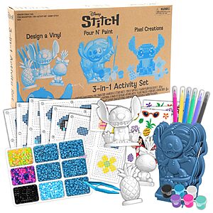 Tara Toys 3-in-1 Disney Stitch Activity Set (Pixel Art Set,Pour N Paint Set & Design A Vinyl Set) $9.26 + Free SH w/ Prime or on $35