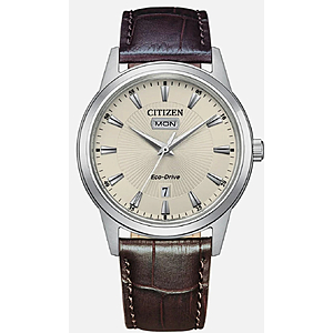 REFURBISHED Citizen Men's Classic Day Date Window Brown Eco-Drive Watch 40MM AW0100-19A $111