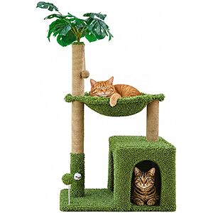 48" Woochpet Tropical Cat Tree Tower w/ Hammock,Condo & Scratching Posts (Green) $27.59 + Free Shipping w/ Prime or on $35