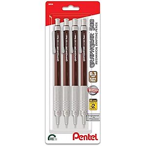 SnS] $11.87 | 4-Pack Pentel GraphGear 500 Mechanical Drafting Pencil,(0.5mm),Fine Line,Black Barrel (PG525BP4A) at Amazon
