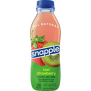 Snapple Kiwi Strawberry Juice Drink,16 Fl Oz Recycled Plastic Bottle,Pack Of 12,All Natural,No Artificial Flavors Or Sweeteners,Contains 3% Real Juice~$9.48 With S&S @ Amazon