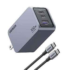 UGREEN Nexode Pro 3-Port up to 100W USB C GaN Wall Charger w/ 3' Cable $40 + Free S&H