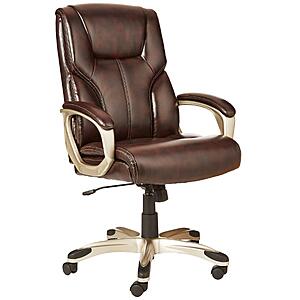 115.49:Amazon Basics Executive High Back Office Chair,Brown/Gold