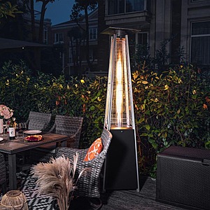 48,000 BTU Black Heat-Focusing Propane Gas Patio Heater with Wheels $209