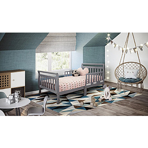 AFG Baby Furniture Anna Classic Sleigh Toddler Bed,Gray Pine Wood,26 in Height,Standard Crib Size $21.16