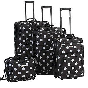 4-Piece Rockland Polka Softside Upright Expandable Luggage Set (Black Dot,14"/19"/24"/28") $30 + Free Shipping w/ Prime or on $35++ Free Shipping w/ Prime or on $35