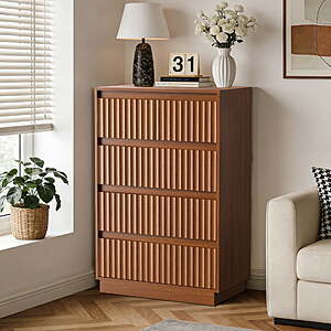 AC] UPGO 42" 5-Drawer Fluted Dresser (Brown) $75 + Free S&H at Walmart