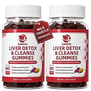 Lukaree Liver Cleanse Detox Repair Gummies - Herbal Liver Support -120Ct $10 AC + Free Shipping