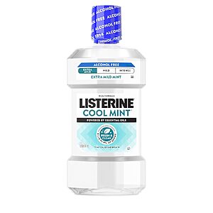 33.8-Oz Listerine Extra Mild Alcohol-Free Mouthwash (Cool Mint) $4.20 w/ S&S + Free Shipping w/ Prime or on $35