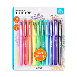Pen+Gear Felt Tip Pens,Ultra Fine Point,Assorted Ink Colors,10 Count $4.96