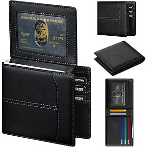 Furid Men's Leather RFID Bifold Wallets (2 Colors) $5