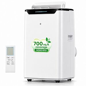 Portable Air Conditioner,14000 BTU Fast Cooling for Large Rooms up to 700 Sq.Ft,3-in-1 Energy Efficient Portable AC Unit $399.99