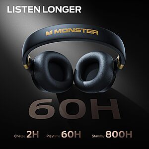 Monster Persona SE ANC Active Noise Cancelling Headphones,Over Ear Bluetooth Headphones Wireless,60H Playtime,Built-in Mic,Plush Memory Foam Ear Cups $29.99