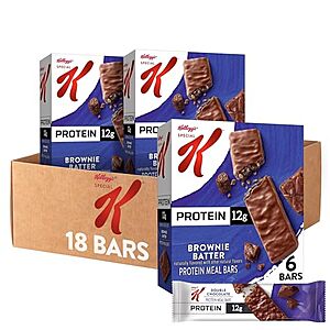 SnS,AC] $6.74* | 18-Pack 1.58-Oz Special K Bar Protein Meal Bars (Brownie Batter) at Amazon