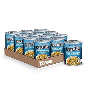 [S&S, AC] $25.56: 4 × 12-Pack 18.5-Oz Progresso Traditional Canned Soup (Italian-Style Wedding) ($6.39 each) at Amazon (53.3￠ each)