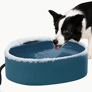 6.99* | 125-Oz AWLYLNLL Large Outdoor Winter Heated Water Bowl for Cats & Dogs at Amazon