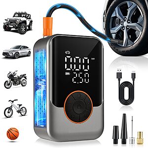 Singaro 150 PSI Cordless Portable Tire Inflator w/ LED Light & Digital Display $10