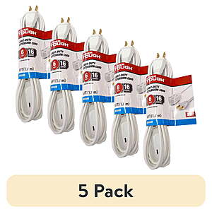 5-Pack 6' Hyper Tough Indoor Extension Cords (White or Black) $8.97 + Free S&H w/ Walmart+ or on $35