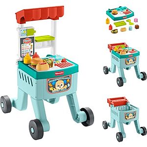 29.99 | 14-Piece Fisher-Price Baby 4-in-1 Snack Cart Push Walker & Learning Activity Toy at Amazon