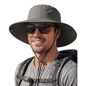 QEUOYSS Wide Brim Sun Hat (Dark Gray or Khaki) $5.99 + Free Shipping w/ Prime or on $35