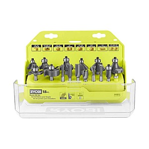 39.97:RYOBI Shank Carbide Router Bit Set (15-Piece) at HomeDepot
