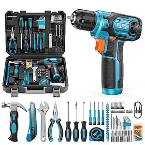 108-Piece Seesii Cordless Drill Home Tool Kit w/ 12Nm Torque & 2000mAh Battery $29.99 + Free Shipping w/ Prime or on $35