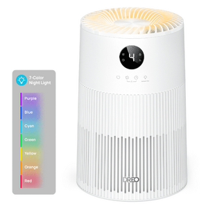 DREO Air Purifier for Home with HEPA Sleep Mode,1398 ft² /2H ffective Coverage,Remove 99.97% Pet Hair,3-in-1 Filter,7-Color Night Light,18W DC Motor Energy-Save $43.99