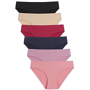 Caterlove Women's Seamless Underwear No Show Stretch Bikini Panties Silky Invisible Hipster 6 Pack (A,Medium) $8.99