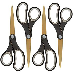 YMMV,AC] $8.07* | 4-Pk Westcott 8" Titanium-Bonded Scissors (Black/Gold) at Amazon