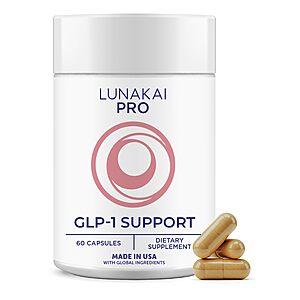 Lunakai USA Made GLP-1 Supplement - Natural GLP 1 Support with Probiotics & Resveratrol – Supports Weight Management,Cravings & Metabolism,60ct $17.97