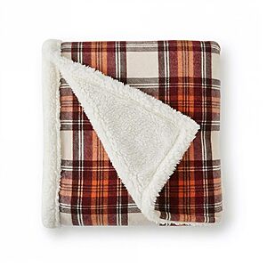 Eddie Bauer - Sherpa Throw Blanket for Couch 50x60 – Ultra Soft Reversible Fleece & Plush Sherpa Blanket,Warm Cozy Plaid Throw Blanket for Sofa,Bed,Living Room $9.95