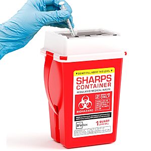 5.52 S&S Clip Q AMZ Sharps Container - Small Sharps Containers for Home Use,Travel & Disposal 1 Quart (Pack of 1),(also larger sizes