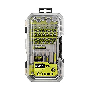RYOBI Impact Rated Driving Set (70-Piece),$14.97,FS,Home Depot