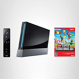 Nintendo Wii Console,Black with New Super Mario Bros Wii (Renewed) $147