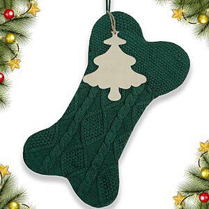 Personalized Large 18 inch Dog Bone Shape Stocking,Dual-Layer Lining and Double Side Knit Xmas Stockings for Dogs Pets Decorations $4.95