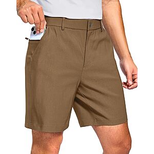 Pudolla Men's 7"/9" Stretch Breathable Golf Shorts w/ 3 Pockets (Various) $10