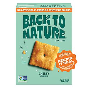 Select Accounts:5-Oz Back to Nature Plant-Based Cheezy Crackers 5 for $9.20 w/ S&S