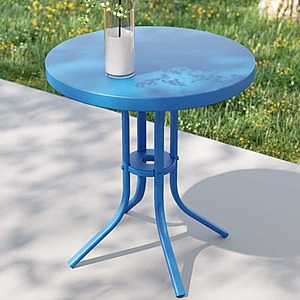 Sonkuki Patio Bright Blue Round Metal Frame Outdoor Side Table Modern Industrial Style,$21.97,FS,Home Depot