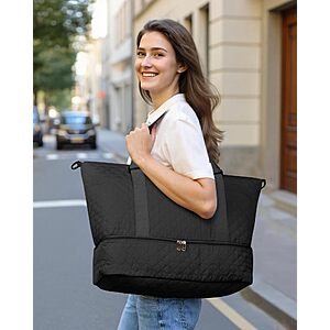 HOTOR Travel Duffel Bag - Weekender Bags for Women Black,13.4"×17.3"×7.9" $14.98