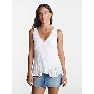 Select Walmart Stores:No Boundaries Lace Godet Tank Top (White,Size L or XL) $3.50 & More