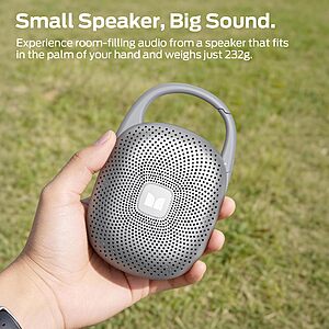 Monster Clip-On Speaker with Carabiner,Shower Speaker,Bluetooth 6.0 - Hiking Camping Beach Outdoor Travel -Grey - Free Shipping With Amazon Prime Or Orders Over $35 - $19.99