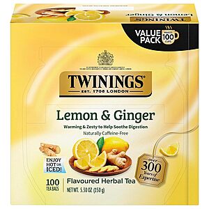 Select Accts:100-Ct Twinings Lemon & Ginger Herbal Tea Bags $7.15 w/ S&S