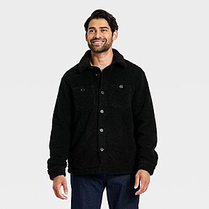 Goodfellow & Co Men's Vintage High Pile Full Button Jacket (Black or Ivory) $13.59