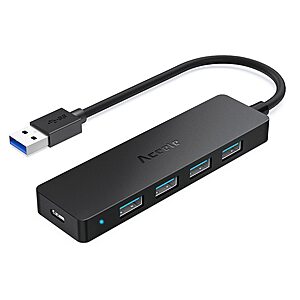 Aceele 4-Port USB 3.0 Hub w/ USB-C Powered Port $5.00 + Free Shipping w/ Prime or on $35